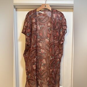 Maurices Paisley Kimono in Brown and Red